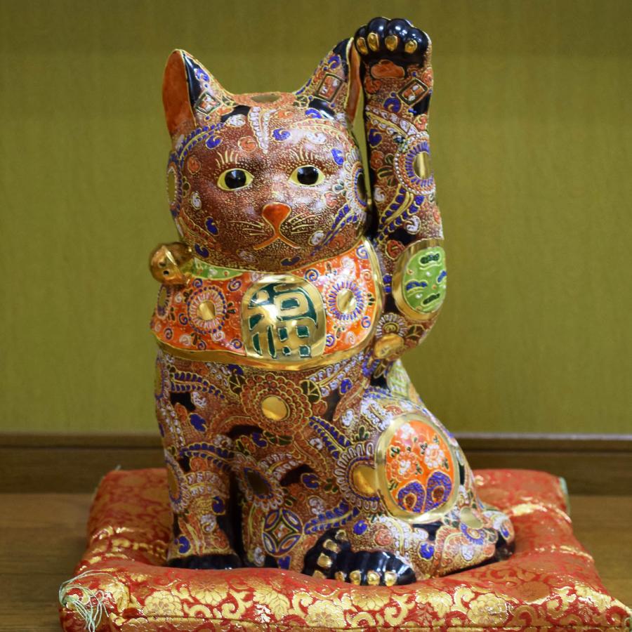 九谷焼まねきねこ置物骨董アンティーク 九谷焼／縁起物／骨董／招き猫