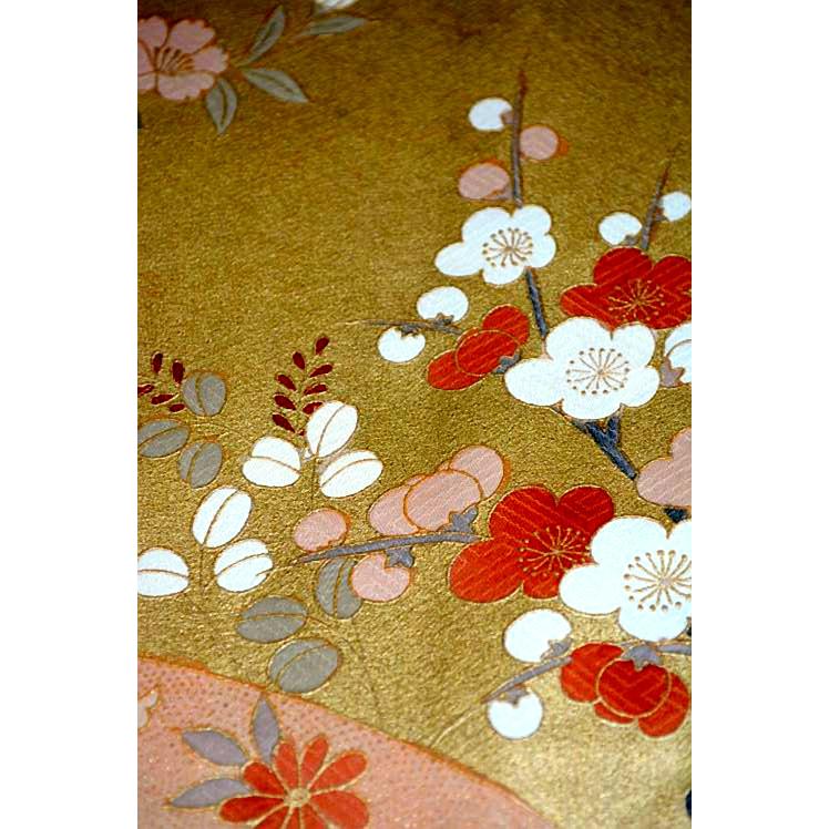 色留袖 中古 送料無料 最高級 新品同様 暈し染め 本金箔 金駒シシュウ