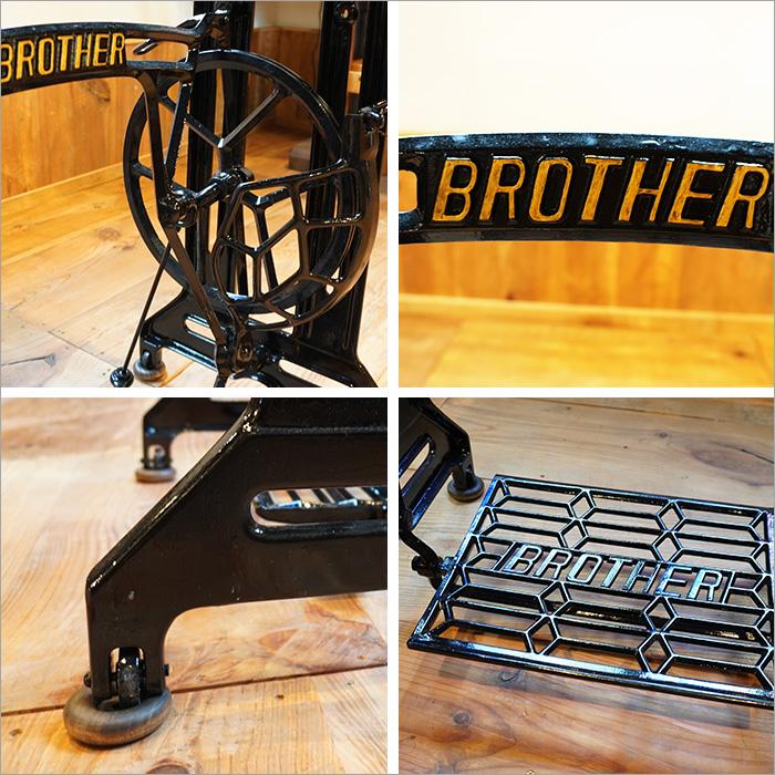 足踏みミシン脚 テーブル 無垢材 天板 アイアン家具 アンティーク