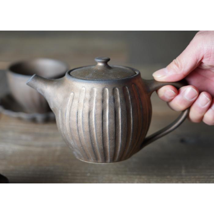 益子焼 コーヒー専用急須（小) ビジュゴールド 【☆茶漉し付き】 茶色