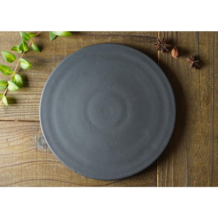 益子焼 フラットプレート（特大）ブロンズ黒マット わかさま陶芸 大皿