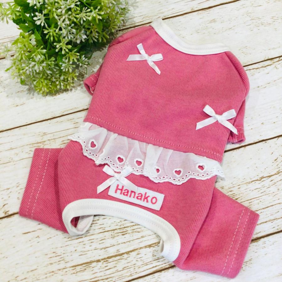 犬 服 ハンドメイド 名前入り 刺繍 ロンパース つなぎ 名入れ