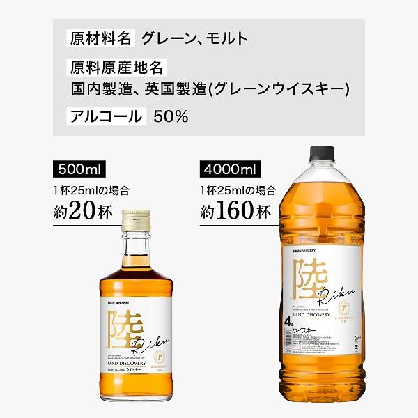 キリン（KIRIN） 4L 大容量 ウイスキー whisky 国産ウイスキー 陸 50度