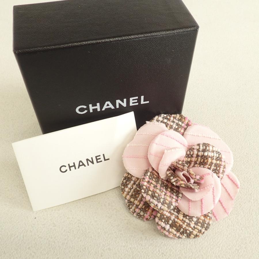 CHANEL シャネルカメリアブローチ ピンク＆グリーン箱付き