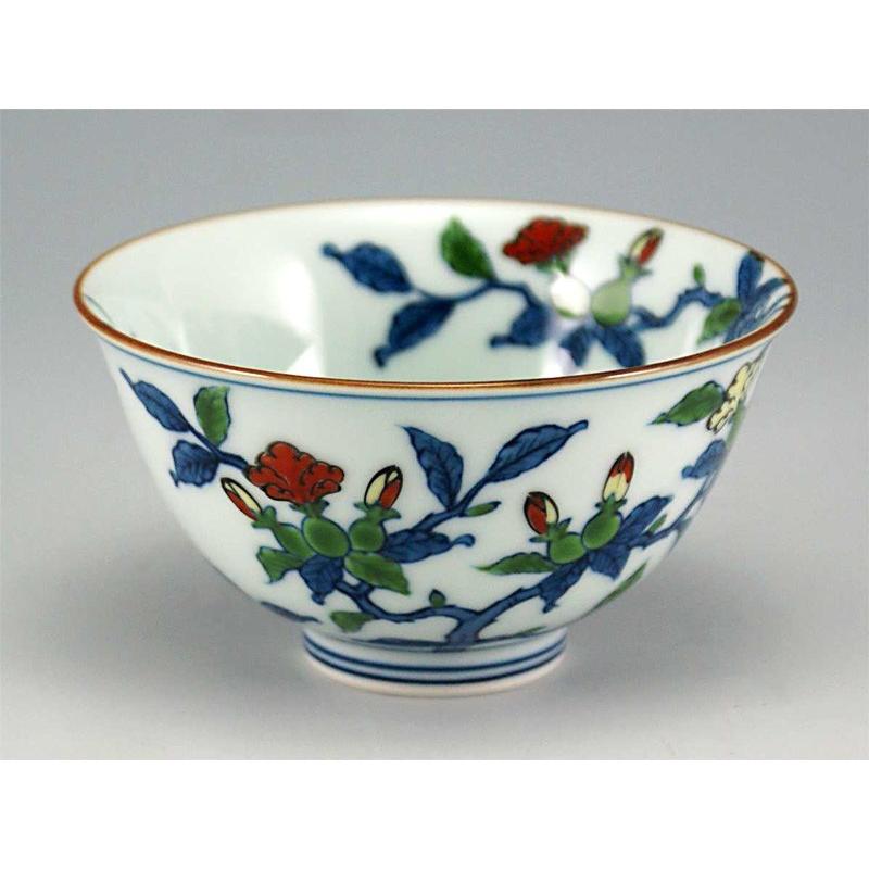 14.有田焼 染錦菱唐花 茶吞 源右衛門作 14.有田焼 染錦菱唐花 茶吞