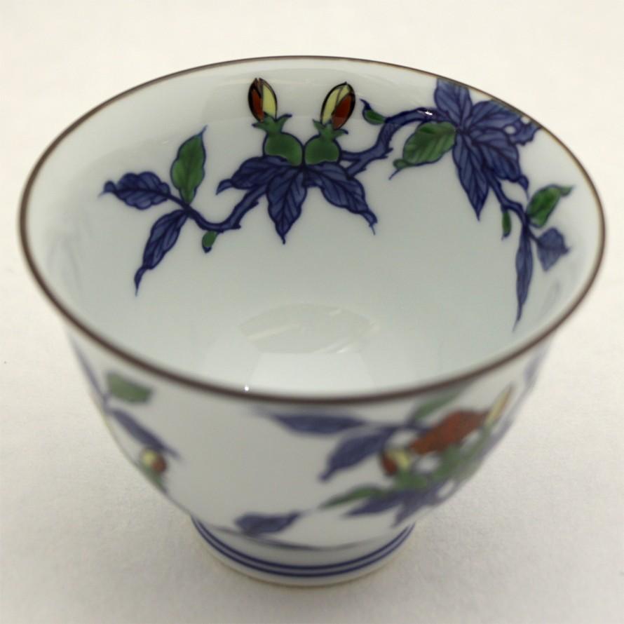 1632 源右衛門窯 染錦 柘榴 絵 ザクロ 花瓶 花器 生け花 【公式通販】