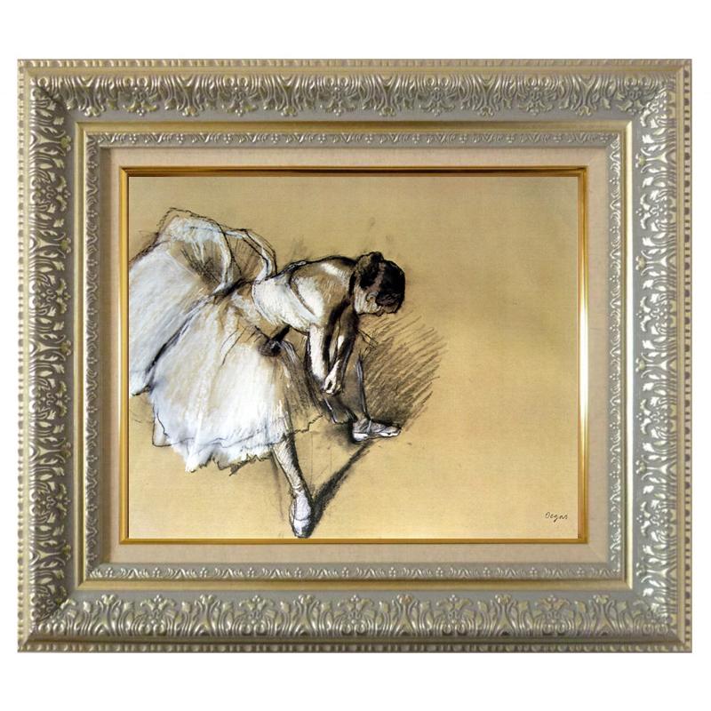 絵画 世界の名画シリーズ 額縁付 エドガー・ドガ 「靴下を直す踊り子