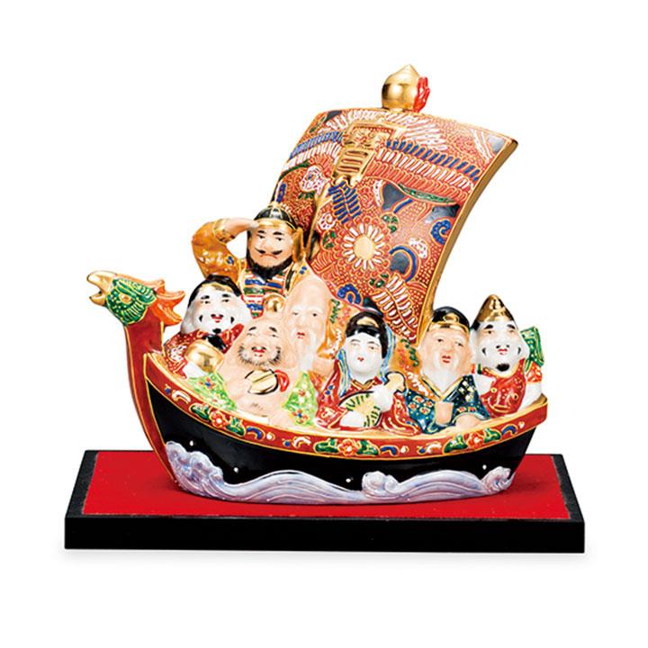 九谷焼 八幡窯 七福神 宝船 時代物 レトロ 美品 縁起物 開運 商売繁盛