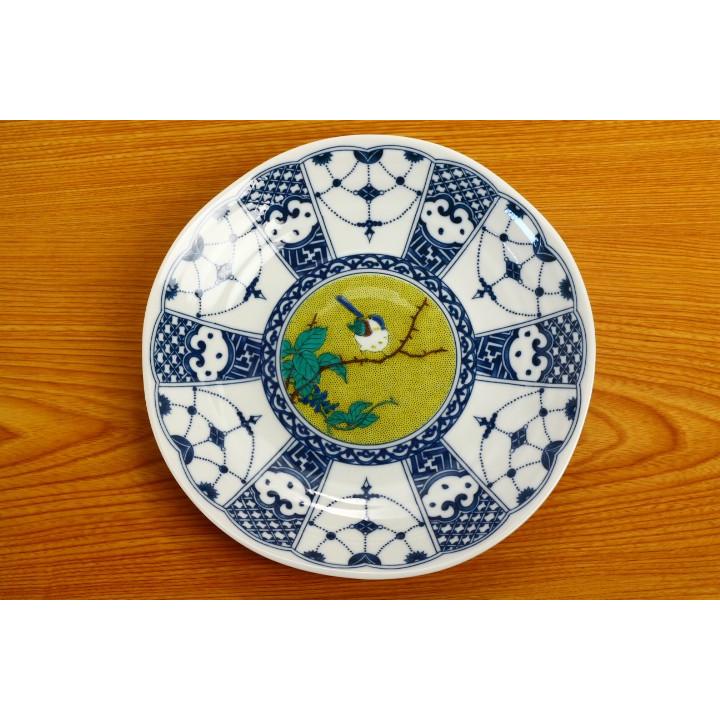 九谷焼 絵皿 染付山水 九谷焼 絵皿 染付山水 明治前期九谷焼金彩