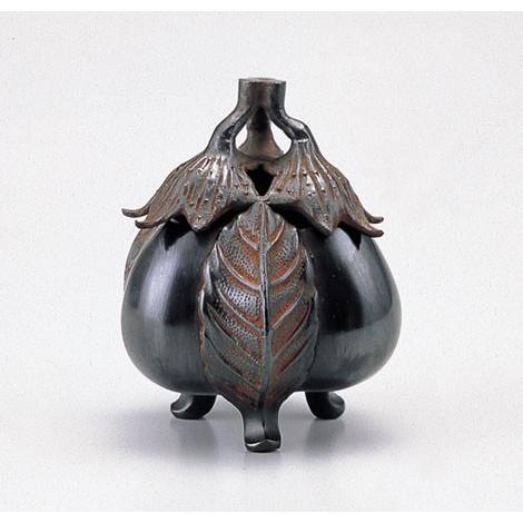 銅 細工 四季花瓢簞蓋香炉 銅製 茶道具 香道具 工芸品 美術品 置物