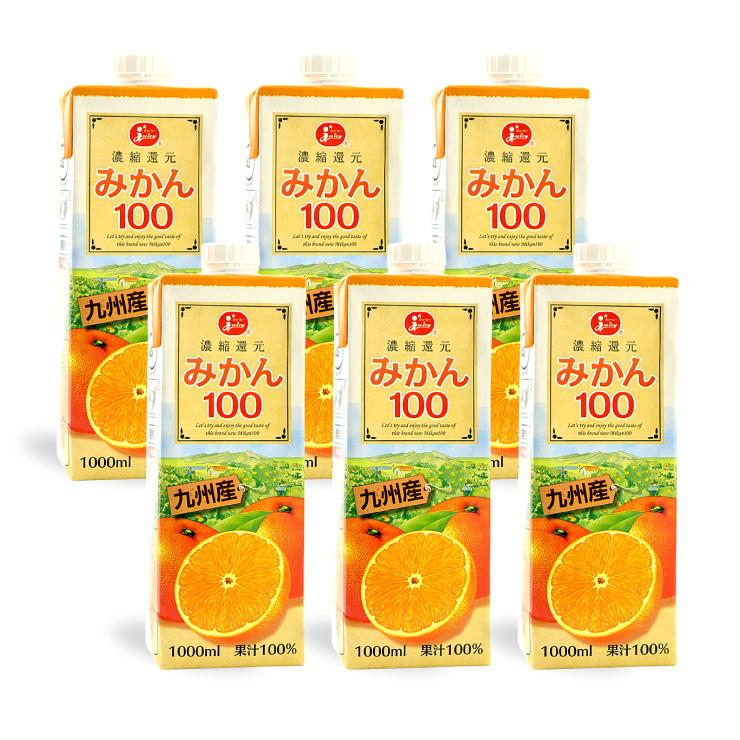 ジューシー フルーツジュース みかん100 1000ml 6本 (1ケース) 紙