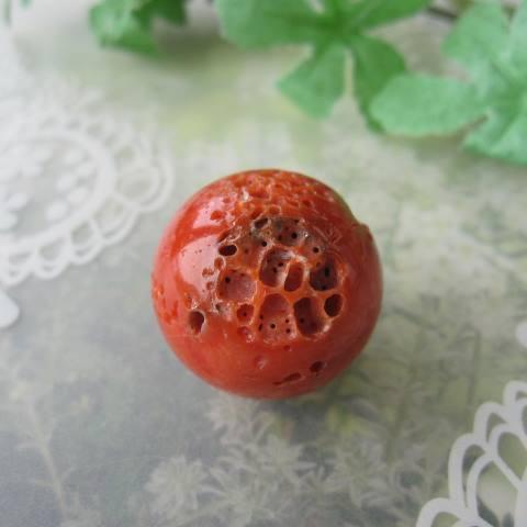 高知産赤珊瑚【大玉】す玉パーツ /25.5ミリ/穴なし /手芸/オリジナル