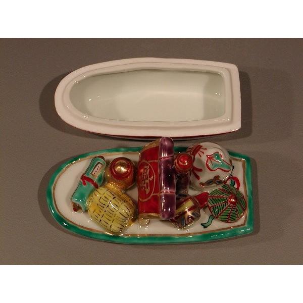 茶道具 香合 色絵 宝船、京都 高野 昭阿弥作、共箱 新品。 : 佐藤大観