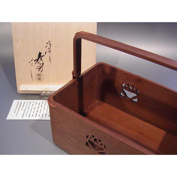 茶道具 手付 煙草盆(たばこ盆-莨盆) 桑桐透かし 鵬雲斎好、川瀬表完作