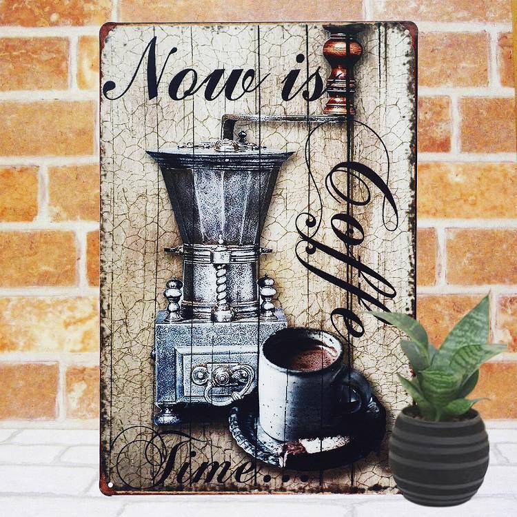 ブリキ看板 アンティーク コーヒー no カフェ風 ポスター 絵 壁掛け
