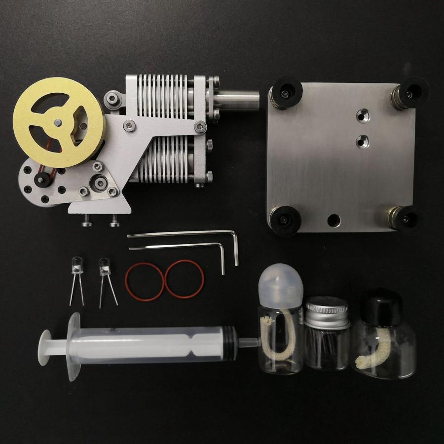 2気筒4ストローク エンジン 卓上模型 スターリングエンジン 原動機模型