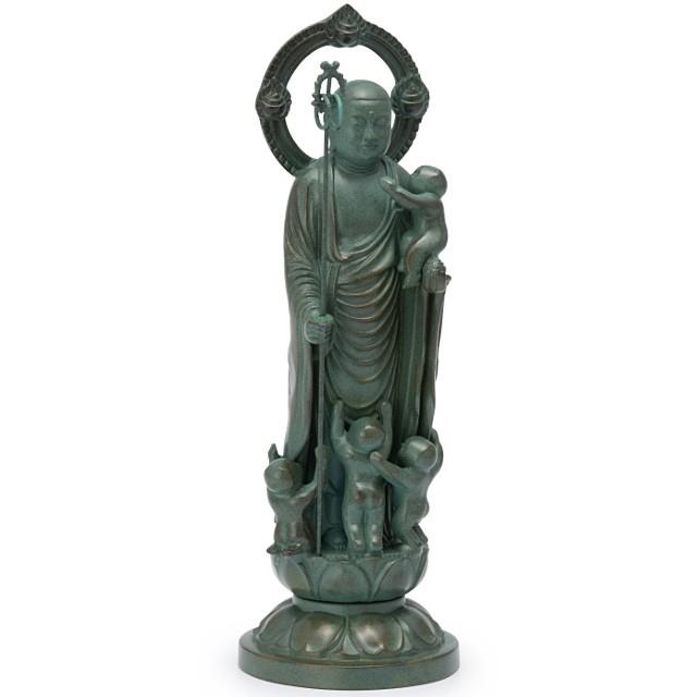 水子地蔵菩薩(子安地蔵菩薩) 合金製青銅色 15.5cm【牧田秀雲作