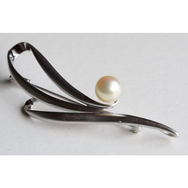 パール ブローチ 伊勢志摩産 アコヤ本真珠 シルバー製 レディース
