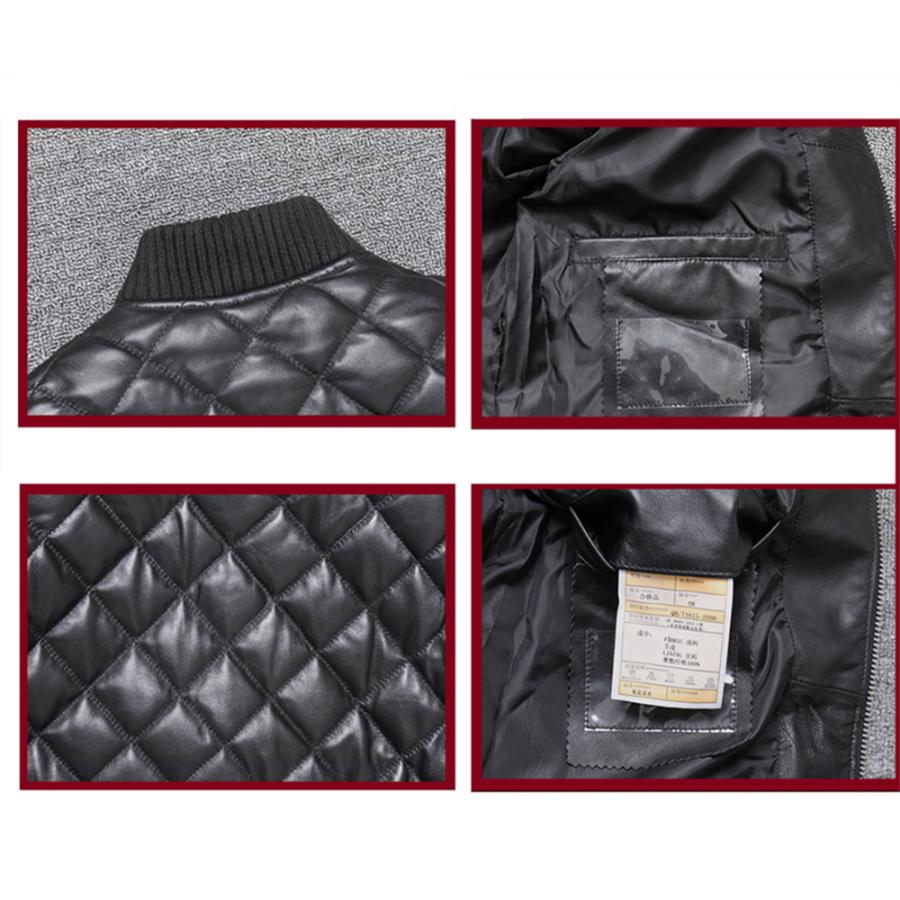 本革ジャケット 中綿 キルティングジャケット 革ジャン 本革 厚手