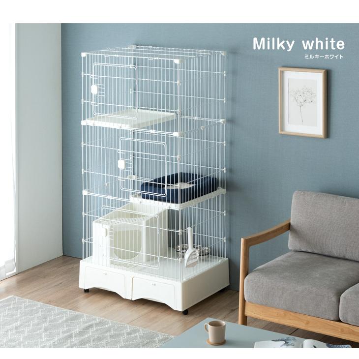 タンスのゲン 11日+5% キャットケージ トイレ一体型 3段 トイレ付き