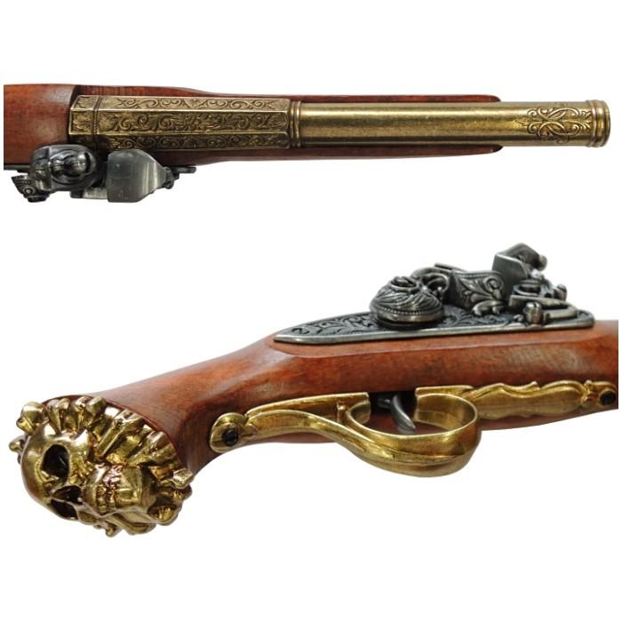 ☆DENIX フリントロック パイレーツピストル ドクロストック ゴールド