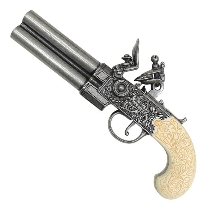 DENIX ダブルバレルフリントロックピストル イギリス グレー 1149/G