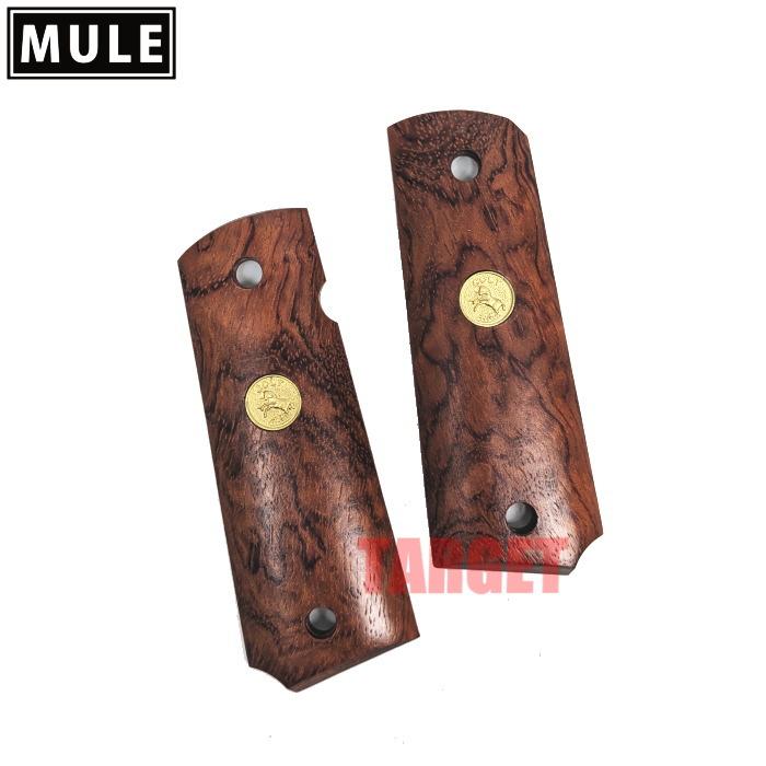 ☆MULE 1911 ガバメント用 木製グリップ ブビンガ スムース メダリオン