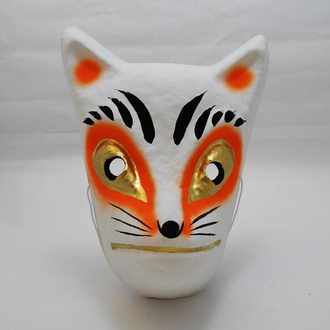 狐面堂：狐面「鈴稲 白」≪羽二重張り≫ [相楽製作所]