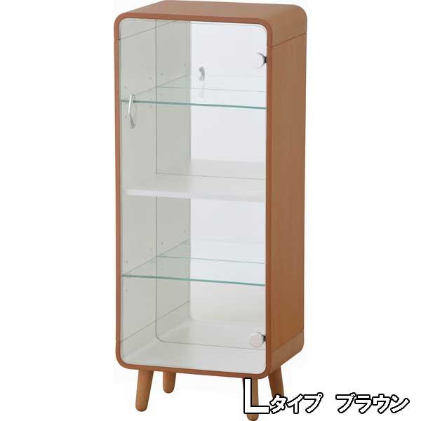 キャビネット 木製 奥行き25cm ガラス扉 北欧 Lタイプ コレクション