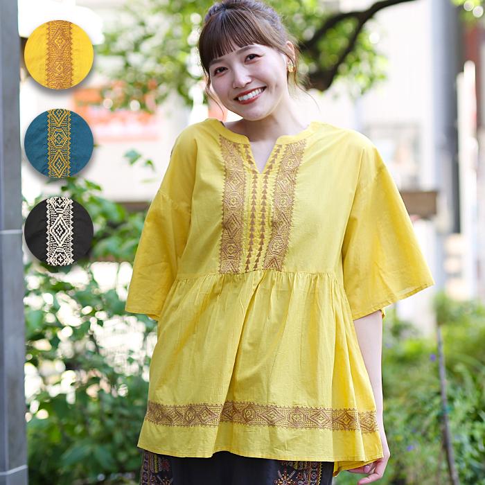 チチカカ（TITICACA） ジオメトリック刺繍プルオーバー ／ ブラウス