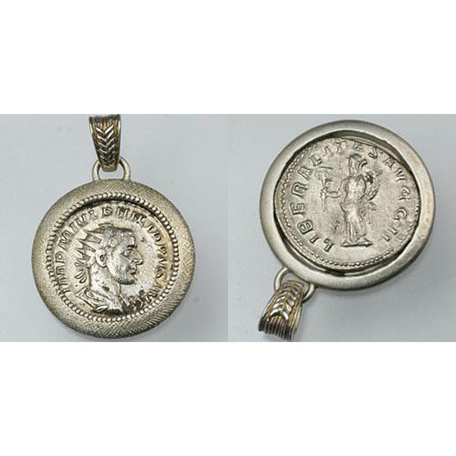 古代 (3世紀)ローマ銀貨アクセサリー18金枠&チェーン