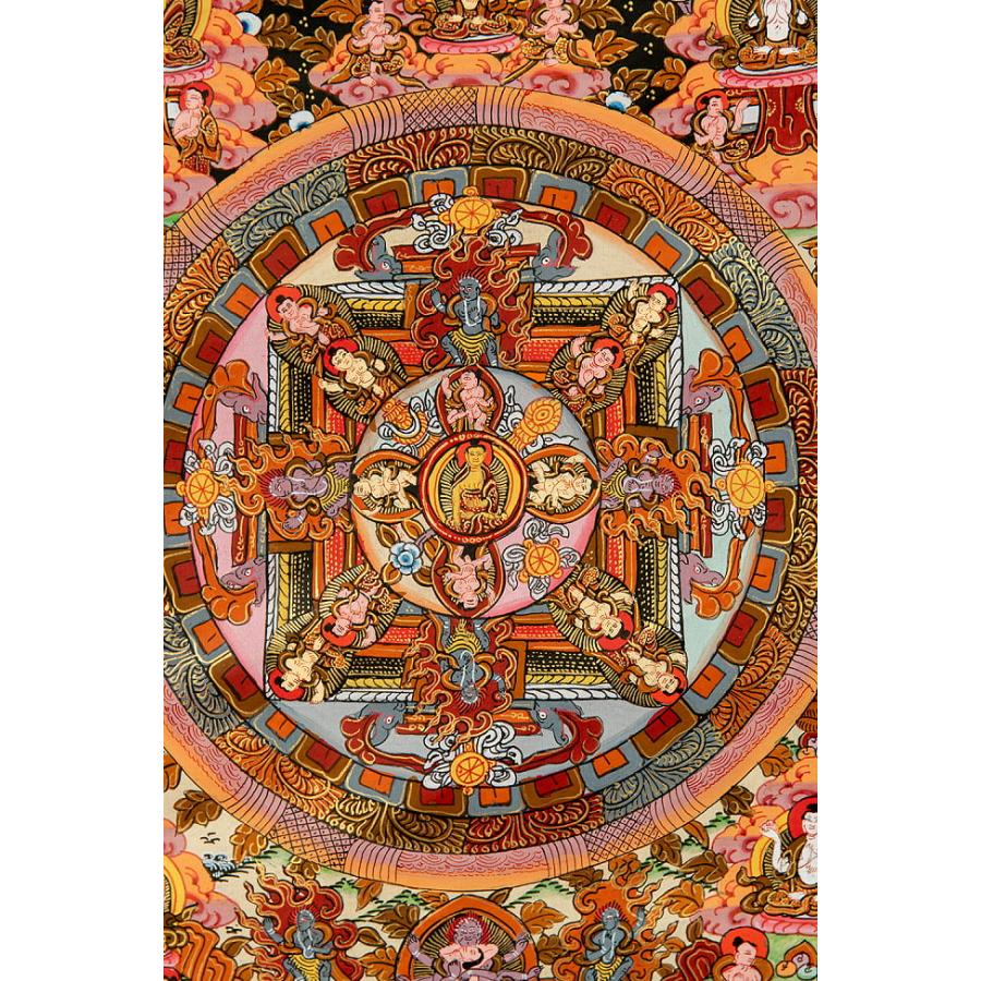 送料無料 タンカ マンダラ 曼荼羅 手描きのタンカ 〔一点物〕装丁付