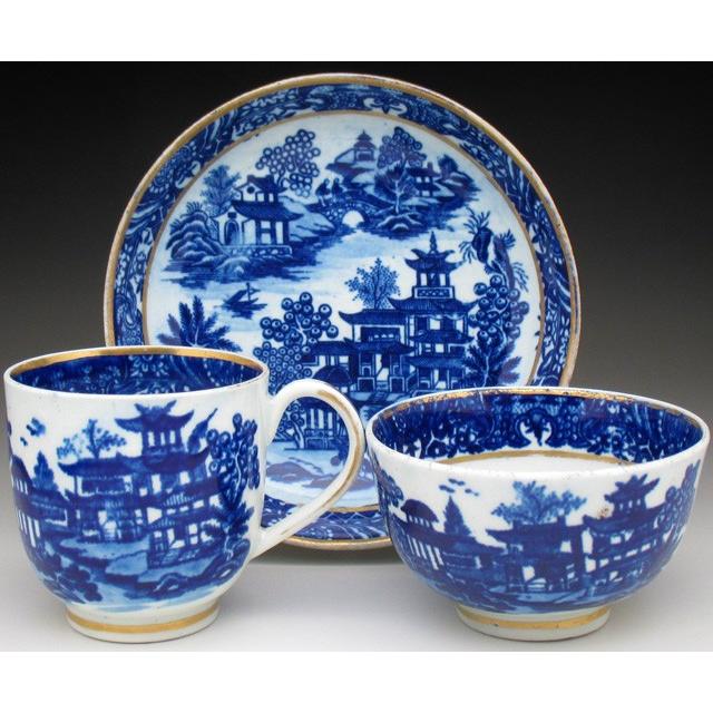 ROYAL WORCESTER ウースター 初期 藍染付東洋風景絵 ティーボウル