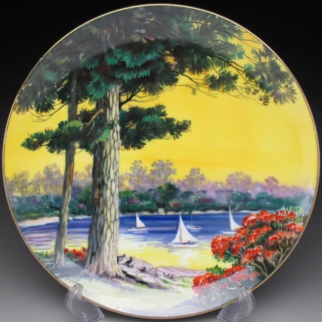 ノリタケ オールドノリタケ 市ノ木慶治 風景絵 プレート 飾り皿 25cm