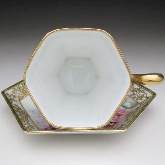 オールドノリタケ 里帰り オクトゴナル 六角 蓋もの3点セット 金盛り