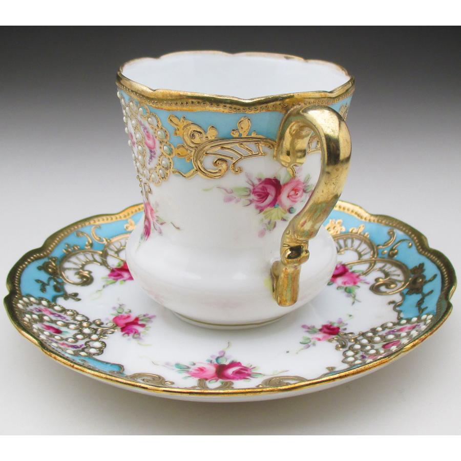 希少】オールドノリタケ アールヌーボー 薔薇紋花瓶 モールド 金彩