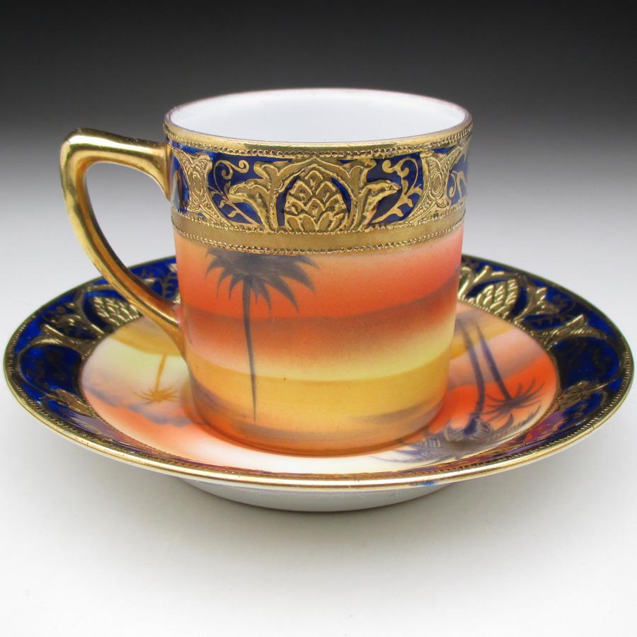 ノリタケ オールドノリタケ コバルト金盛り砂漠風景絵 カップ