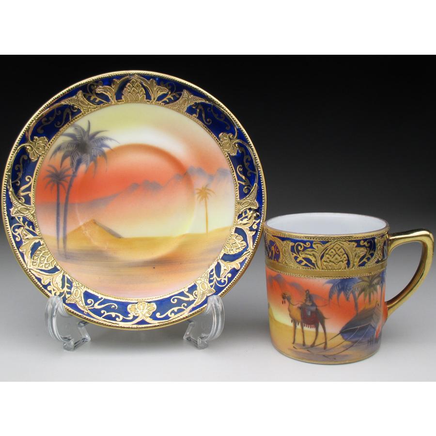 ノリタケ オールドノリタケ コバルト金盛り砂漠風景絵 カップ