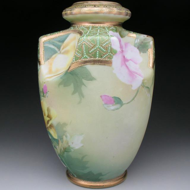 ノリタケ オールドノリタケ 金盛りジュール芥子絵 花瓶 22cm