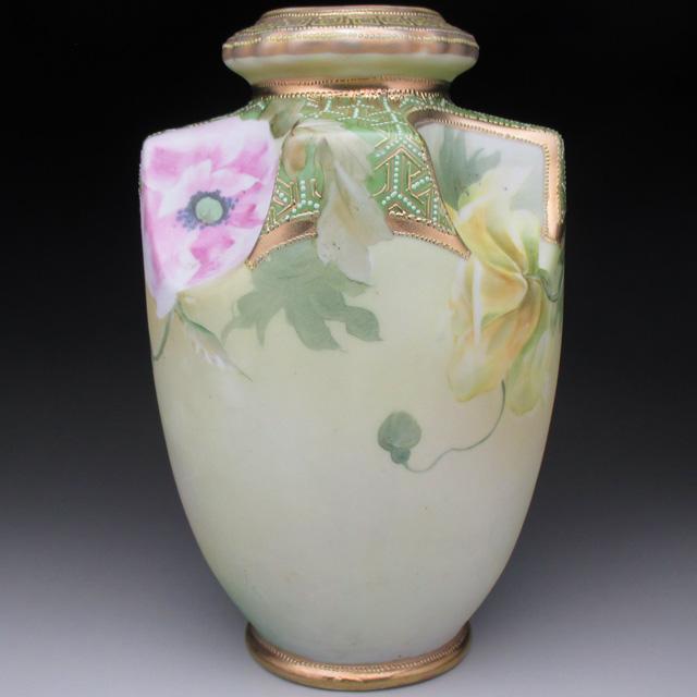 ノリタケ オールドノリタケ 金盛りジュール芥子絵 花瓶 22cm