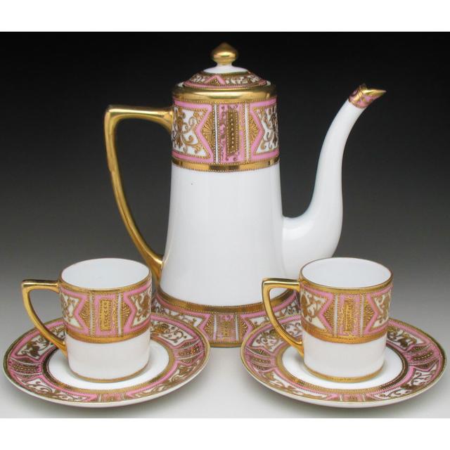 ノリタケ オールドノリタケ ピンク地金盛り文 デミタスセット カップ