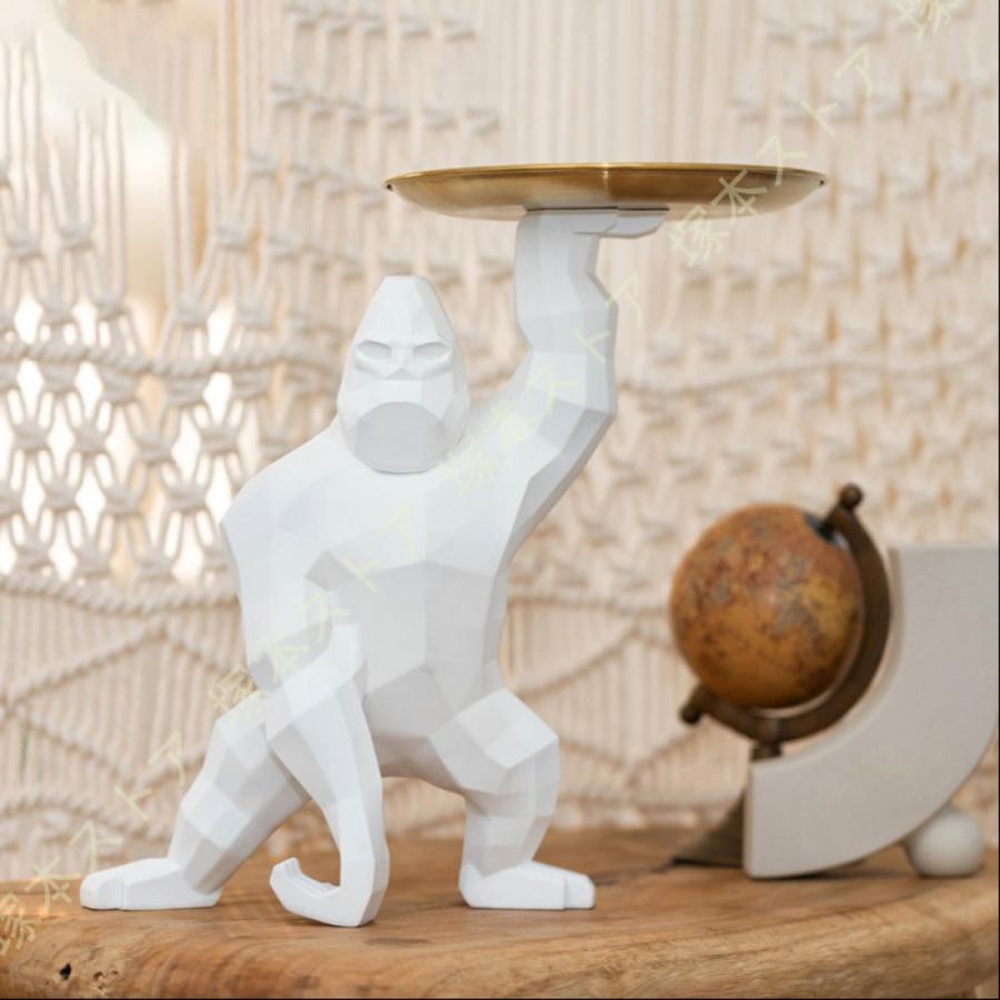 皿を捧げる 置物 収納置物 動物 マスコット ゴリラ グッズ 雑貨 可愛い