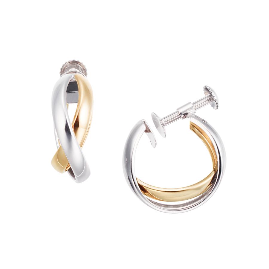 ジュエリーツツミ K10イエローゴールド/K10ホワイトゴールドイヤリング