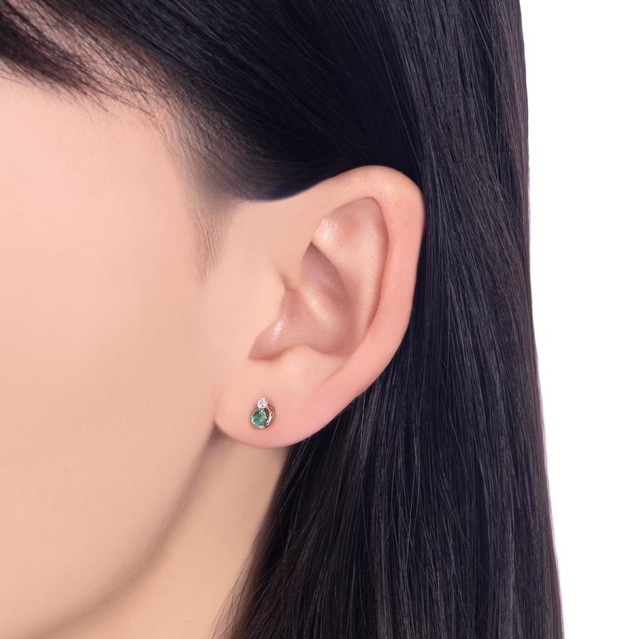 ジュエリーツツミ K10ホワイトゴールドエメラルドピアス : ジュエリー