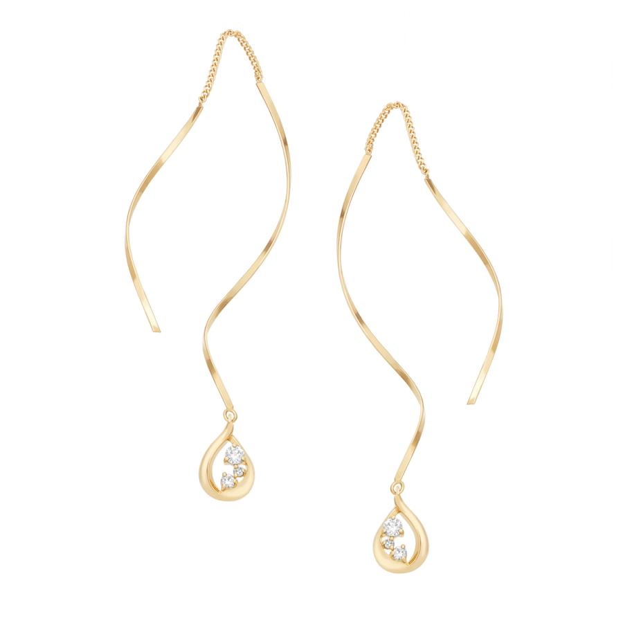 ジュエリーツツミ K18イエローゴールドダイヤモンドピアス チェーン