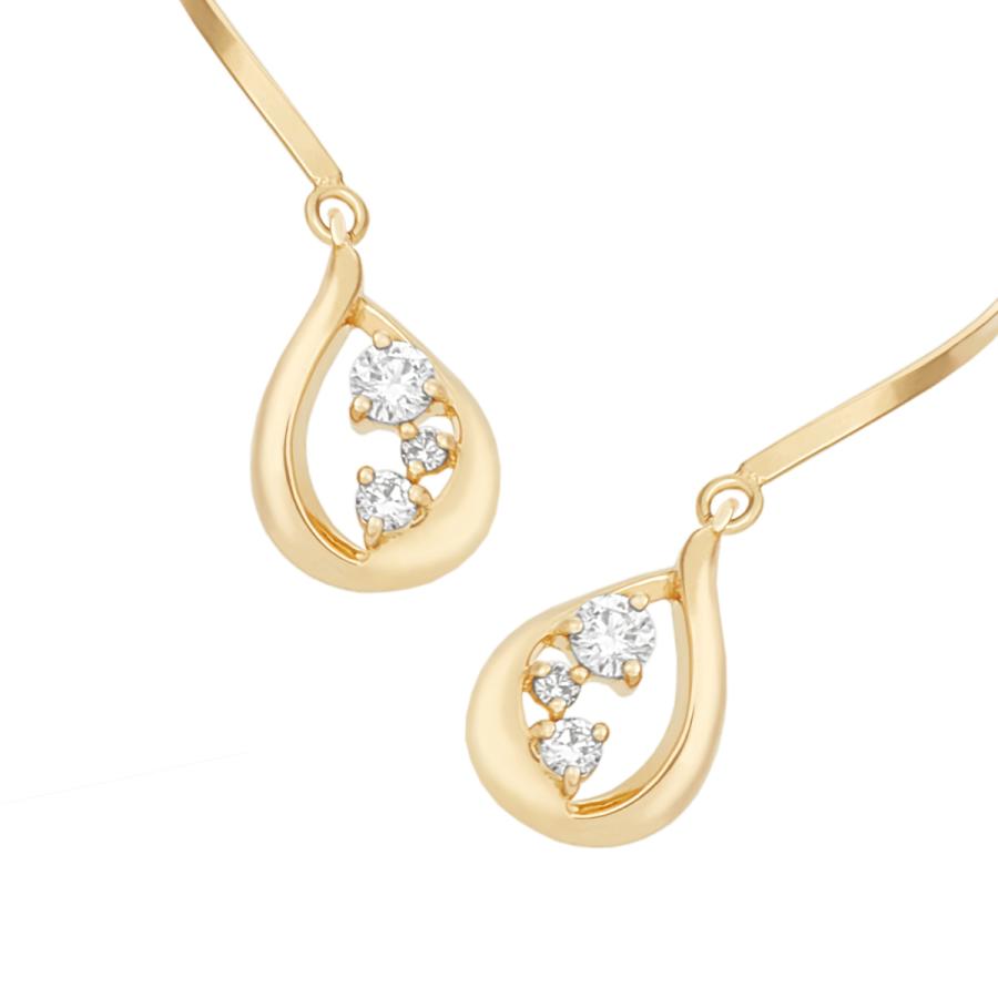 ジュエリーツツミ K18イエローゴールドダイヤモンドピアス チェーン