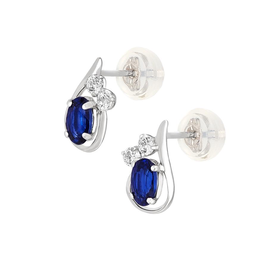 ジュエリーツツミ K10ホワイトゴールドサファイアピアス : ジュエリー