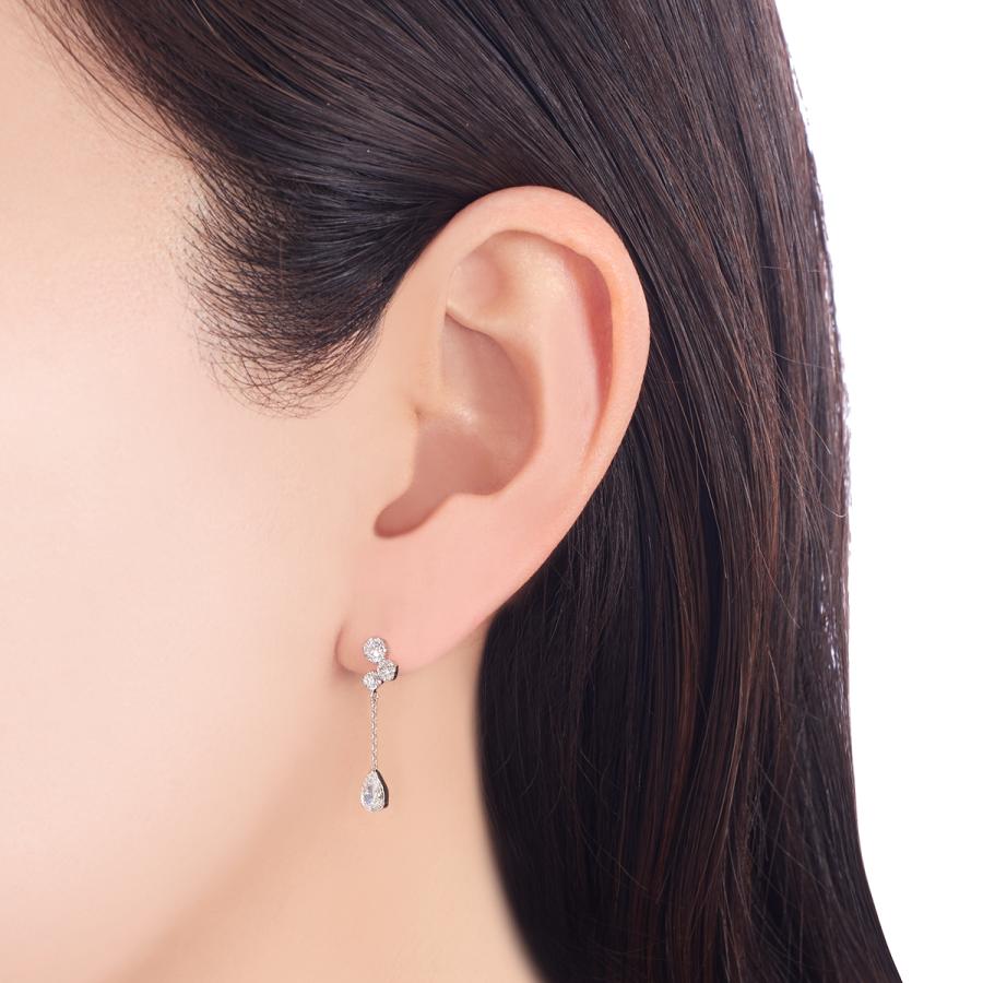 ジュエリーツツミ K10ホワイトゴールドキュービックピアス