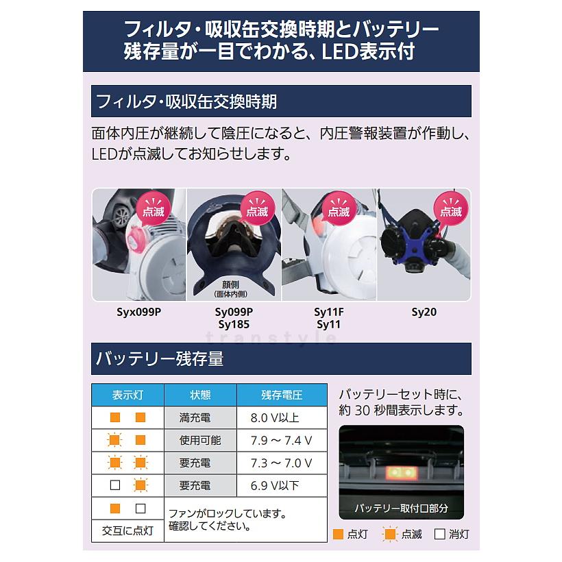 重松 電動ファン付き呼吸用保護具 Syx099P 防じん 防毒 両方対応 電池