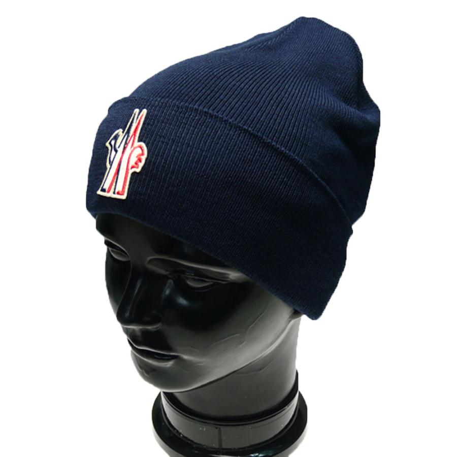 MONCLER ニット帽 ネイビー フリーサイズ メンズ ネイビーブルー